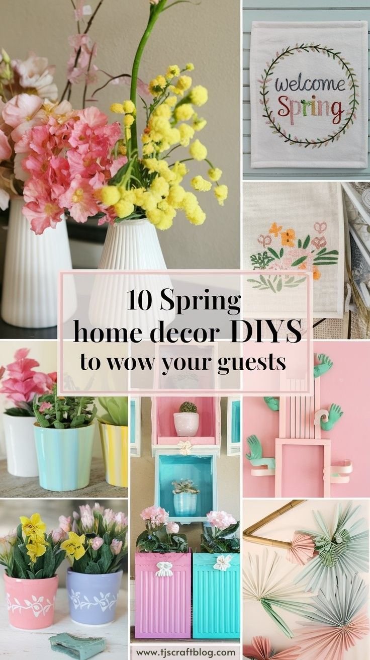 10 Spring Home Decor DIYs Pin This spring, ditch the expensive store-bought decorations and unleash your inner artist with these 10 amazing DIY home decor projects. Not only will these crafts add a touch of personalized charm to your home, but they'll also serve as fantastic conversation starters when you have guests over. Whether you're a seasoned DIYer or just starting out, we've got something for everyone. From vibrant floral arrangements to whimsical wall art, these projects are easy to follow, budget-friendly, and guaranteed to impress.
