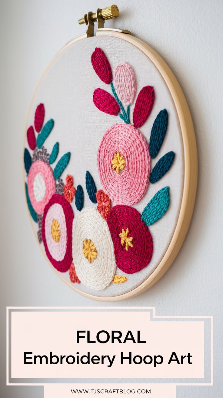 Floral Embroidery Hoop Art Add a touch of elegance to your walls with this beautiful floral embroidery hoop art. Even if you're new to embroidery, this project is surprisingly easy to create.