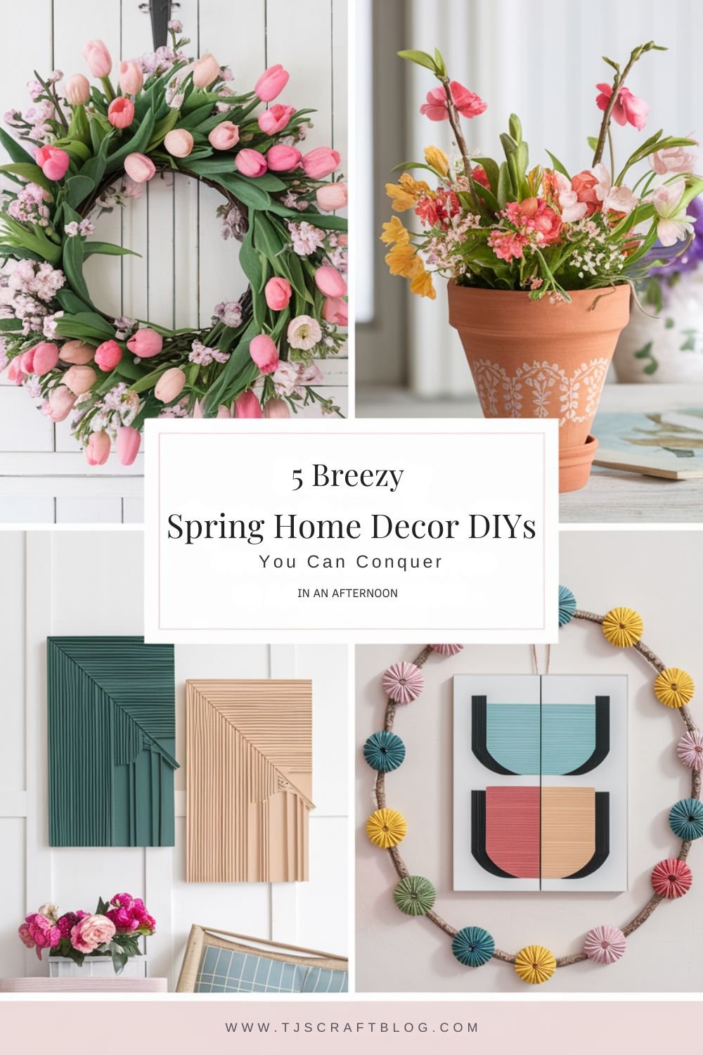 Ready to refresh your home for spring? 🌿✨ These 5 easy DIY home decor ideas will bring a touch of seasonal charm to your space—all in just an afternoon! From floral wreaths to hand-painted terracotta pots, these simple crafts add style without the stress. Get inspired and start crafting today! 🌸💛 #SpringDecor #DIYHomeDecor #EasyCrafts #HomeDecorDIY #SpringDIY