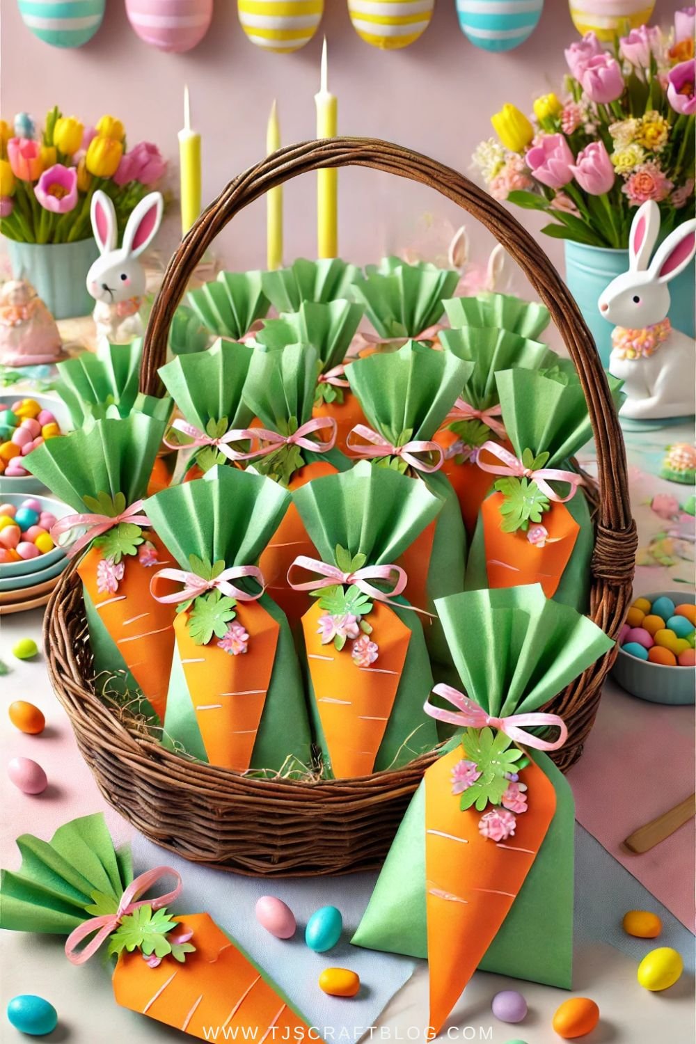 Hosting an Easter party or egg hunt? These DIY carrot treat bags are a fun way to package Easter goodies! 🥕✨ Fill them with candy, chocolates, or small toys for a festive surprise. Super simple and perfect for kids! #EasterParty #DIYGiftIdeas