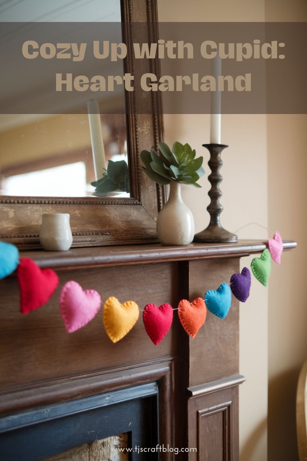Cozy Up with Cupid_ Heart Garland This charming garland is a simple yet effective way to add a festive touch to any space. Crafted with felt or paper hearts, this versatile decoration can be hung on walls, windows, mantels, or even along a table.