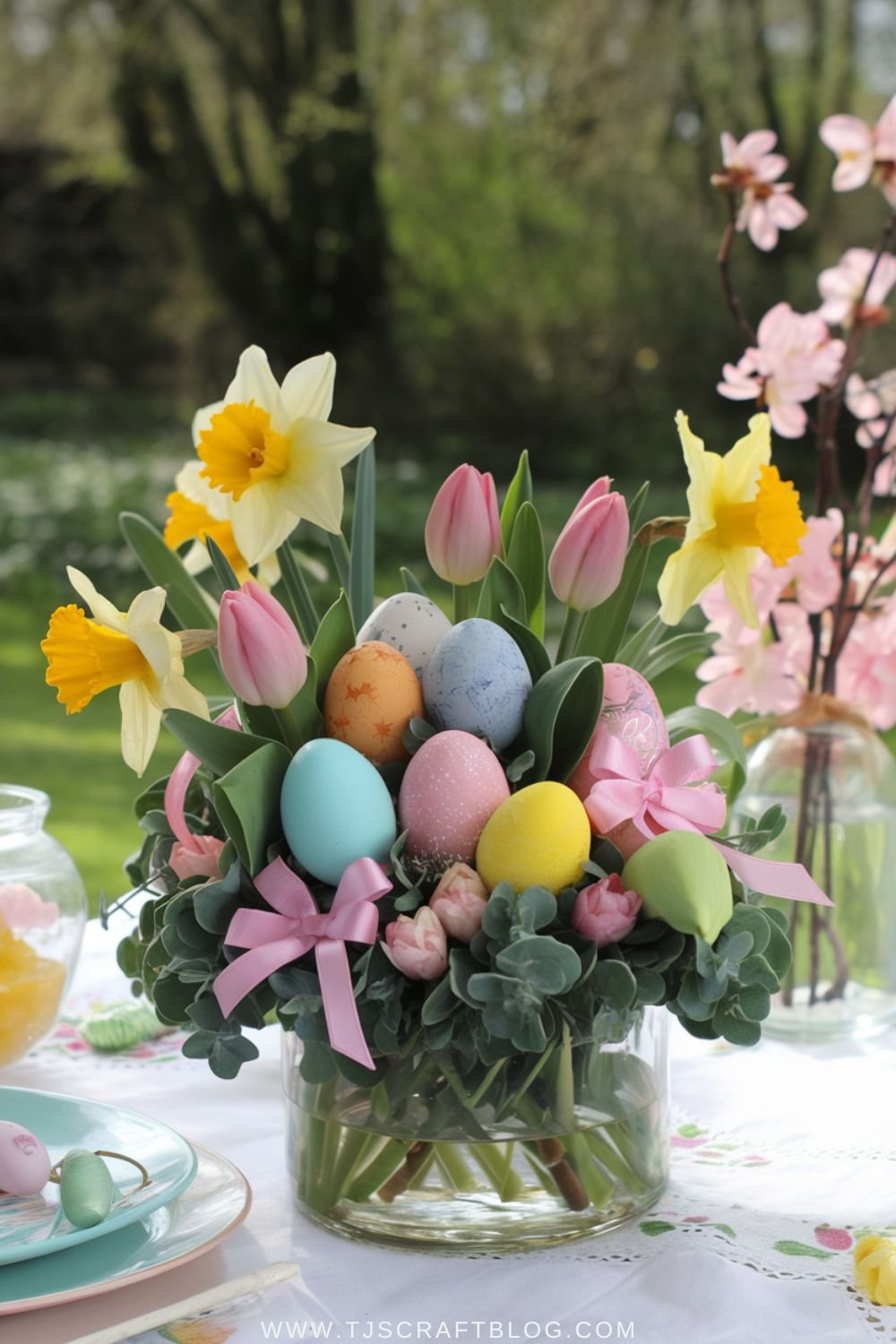 Bring the beauty of spring indoors with these Easter floral arrangements! 🌷🌿 Mix daffodils, tulips, and lilacs with pastel Easter eggs for a festive centerpiece. Perfect for Easter brunch or home decor! #SpringFlowers #EasterDecor