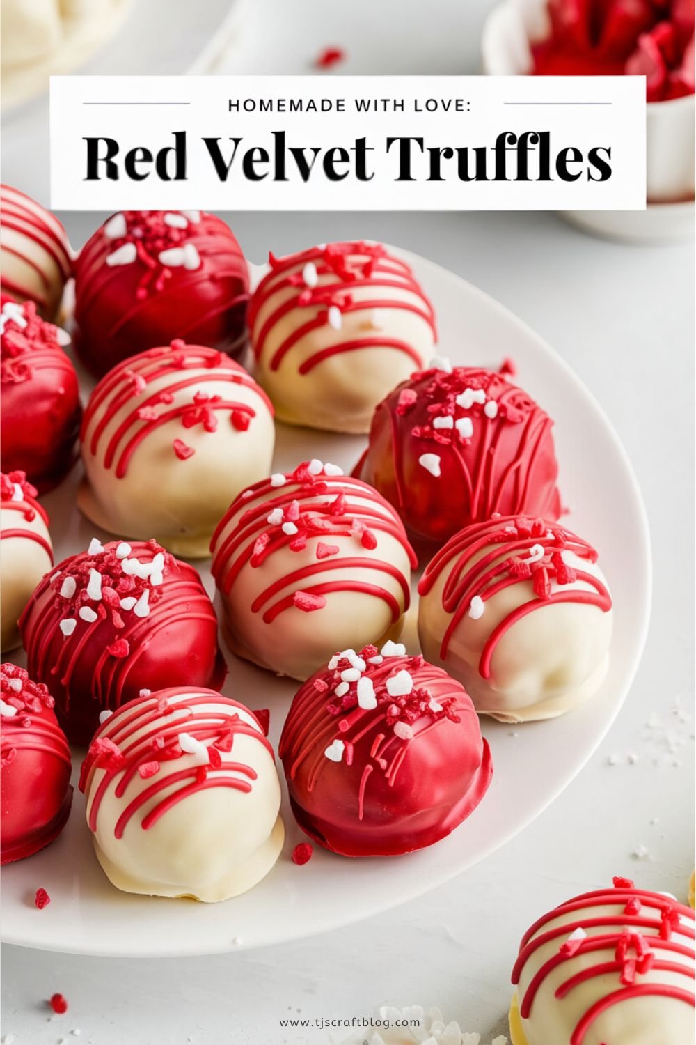 Red Velvet Truffles These decadent truffles are made from red velvet cake crumbs and cream cheese frosting, then dipped in chocolate.
