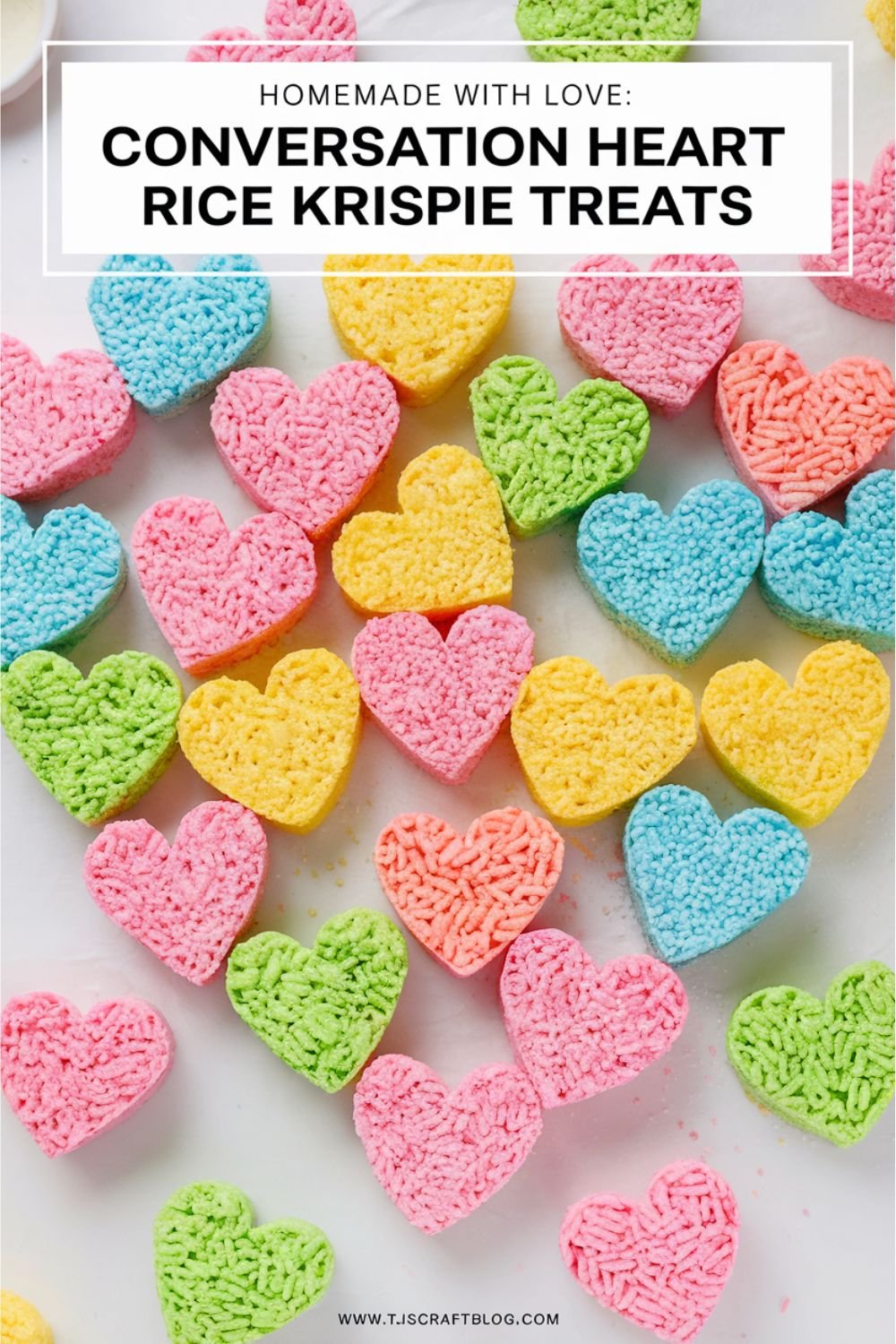 Rice Krispie treat conversation hearts These fun and whimsical treats are a playful take on classic Rice Krispie treats, decorated like conversation hearts.
