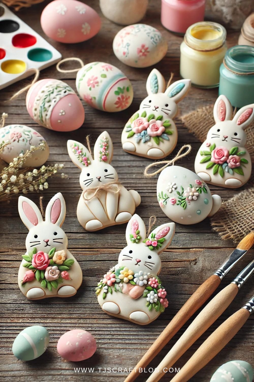 These handmade salt dough ornaments are perfect for Easter decorating! 🐰🥚 Use cookie cutters to create cute bunny and egg shapes, then paint them in soft pastel colors. A fun, kid-friendly Easter craft that doubles as keepsakes! #EasterDIY #HandmadeDecor